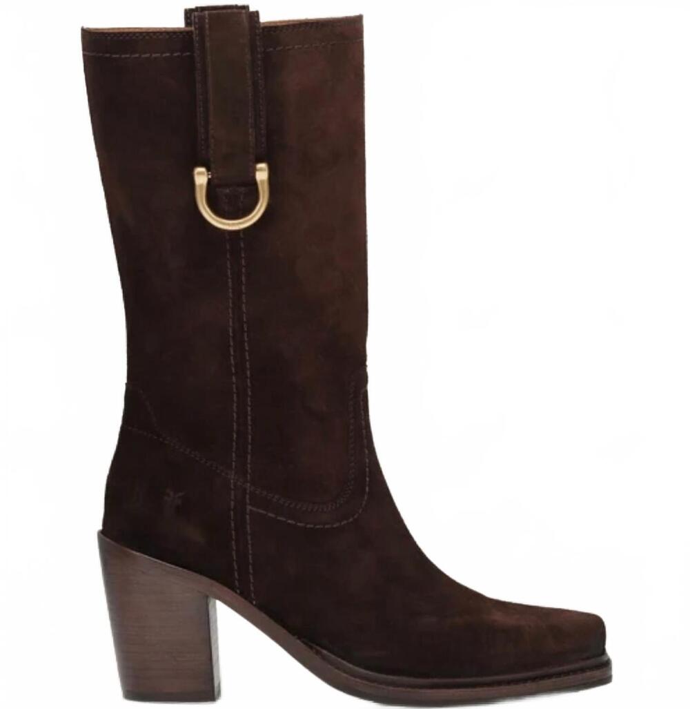 NEW FRYE women's sedona mid d-ring boot in chocolate
